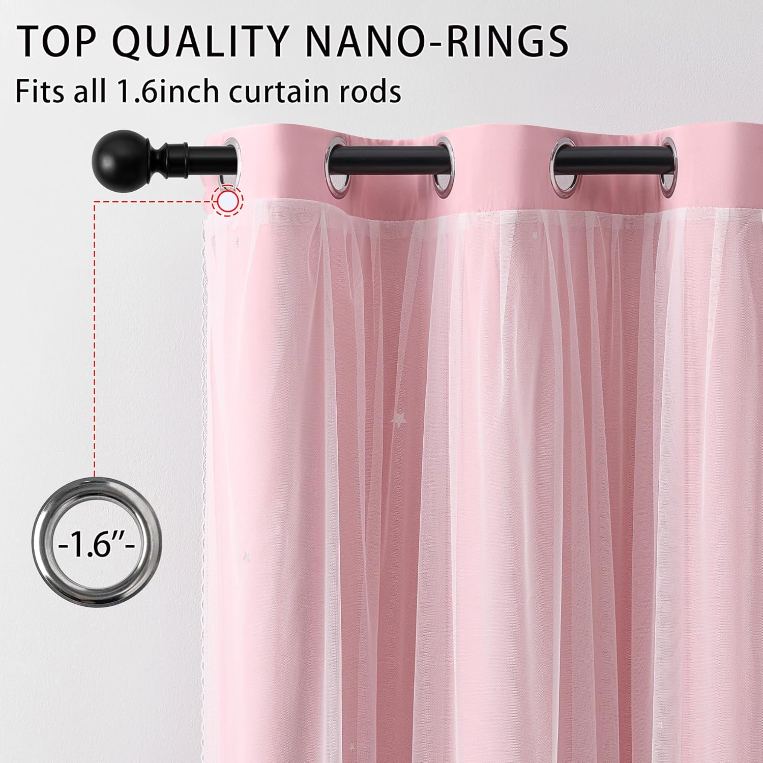 Addsomecolortolife XiDi Pink Curtains for Bedroom, Girls Room Blackout Curtains, Kids Room Darkening Curtains, Light Pink Decor, 1 Panel Li…