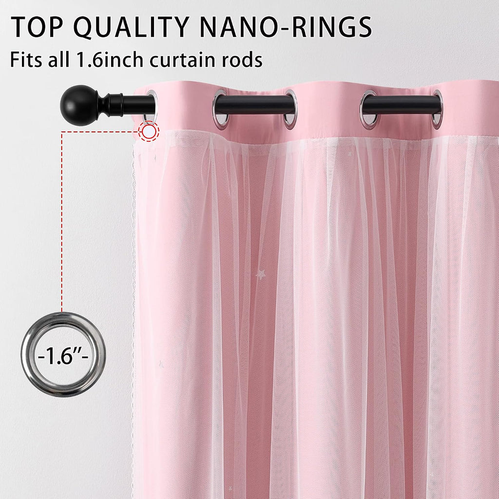 Addsomecolortolife XiDi Light Pink Girls Curtains for Bedroom, Girls Room Blackout Curtains for 63 Inches Long Unicorn Bedroom Decor for Ki…