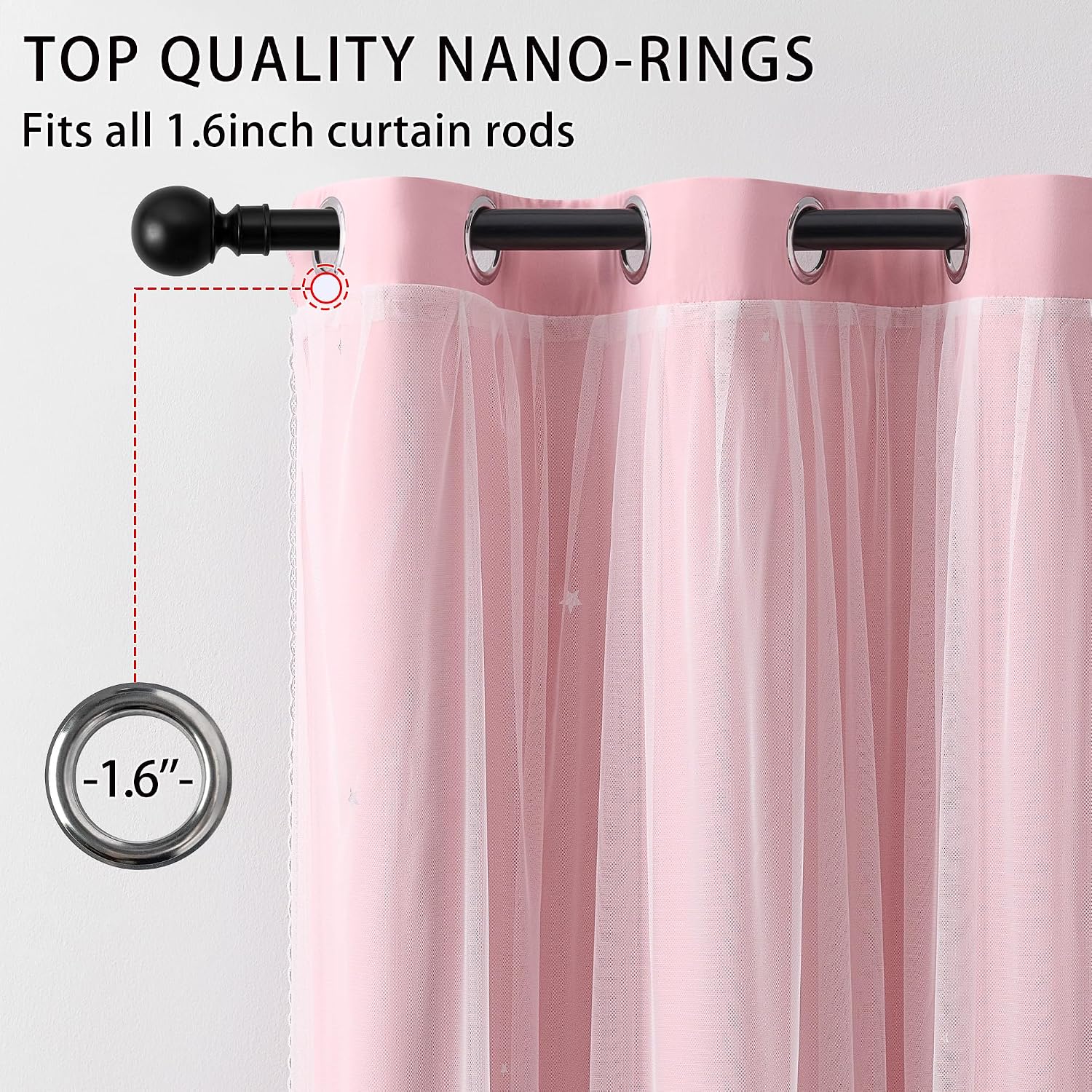 Addsomecolortolife XiDi Pink Curtains for Bedroom, Girls Room Blackout Curtains, Kids Room Darkening Curtains, Light Pink Decor, 1 Panel Li…