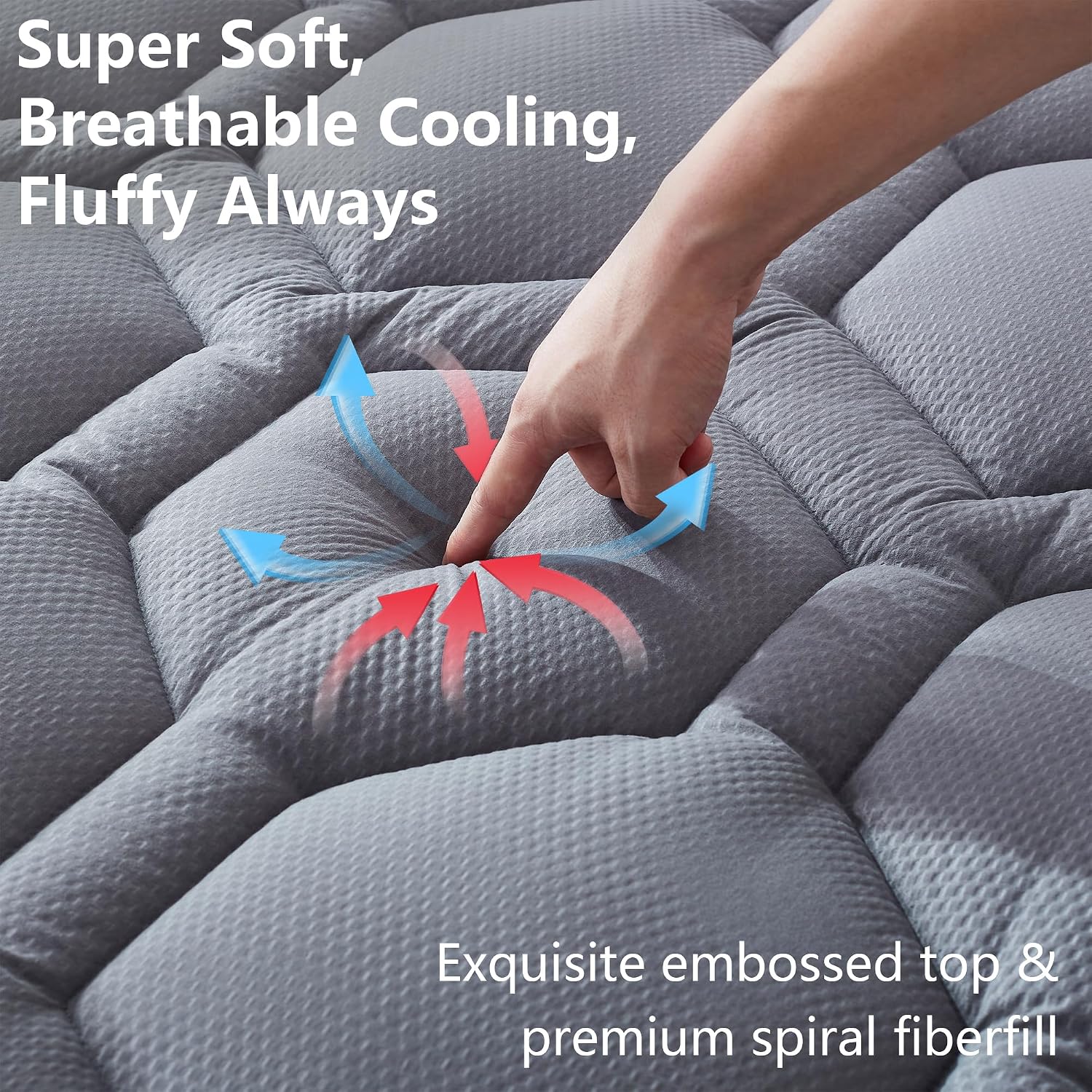 ELVEN HOME Twin Size Mattress Pad Waterproof, Pillow Top Cooling Twin Mattress Topper for Single Bed, Pee Proof Mattress Protector Cover…