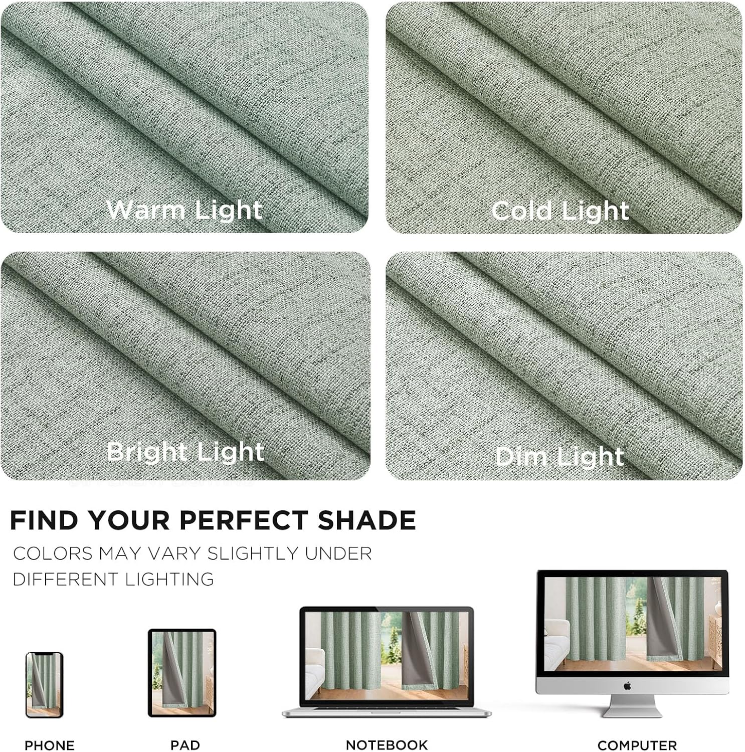 Joydeco Blackout Curtains for Bedroom - 100% Light Blocking 2 Panels Sage Green Drapes 66" W x 84" L, Thermal Insulated Room Darkening Curt…