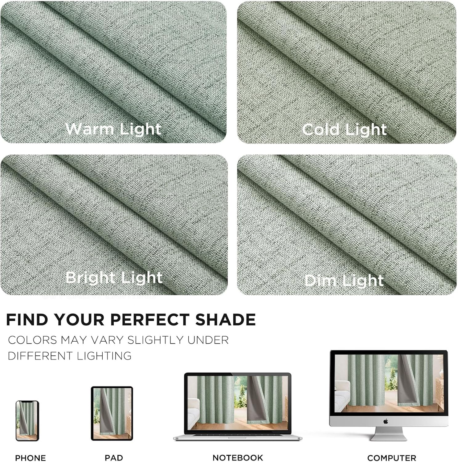 Joydeco Blackout Curtains for Bedroom - 100% Light Blocking 2 Panels Sage Green Drapes 42" W x 63" L, Thermal Insulated Room Darkening Curt…