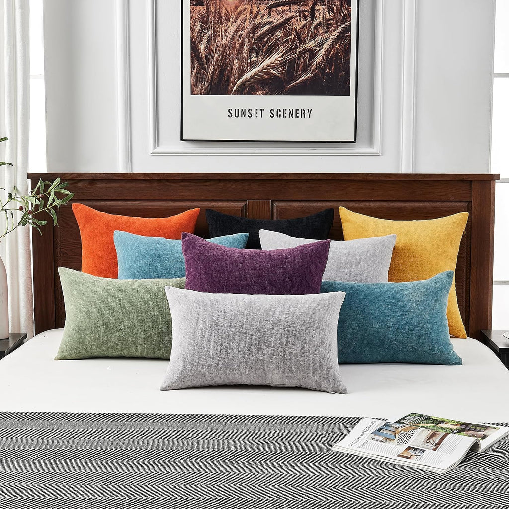 Gawamay Decorative Chenille Throw Pillow Covers 26x26 Inch Pack of 2, Soft Square Couch Pillow Cover for Sofa Cushion Living Room Bedroom O…