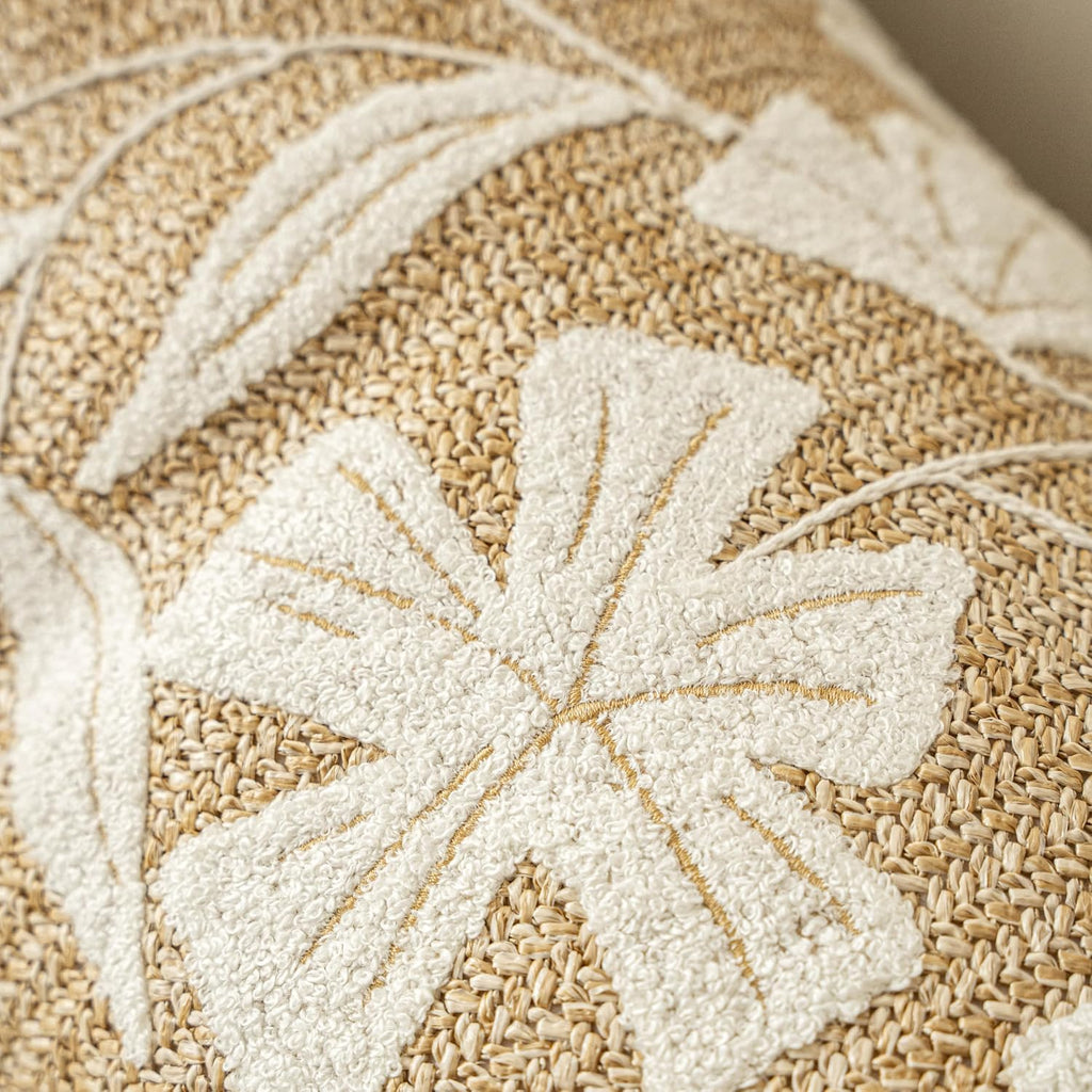 BlissBlush Jute Decorative Spring Accent Throw Pillow Cover 20X20, Neutral Floral Farmhouse Textured Pillowcase for Couch Sofa Living…