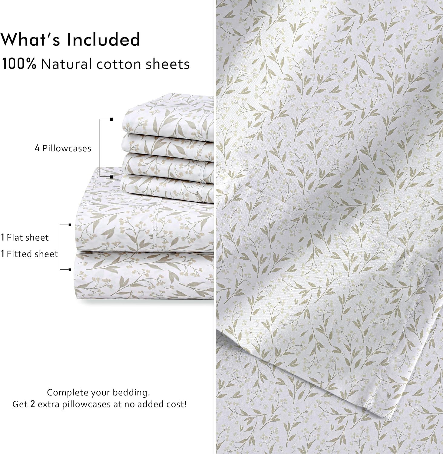Ruvanti 100% Cotton Percale Sheets Queen Size 6 Piece Set, Cooling Bed Sheets for Hot Sleepers, Deep Pocket 16”, Breathable Lightweight & D…
