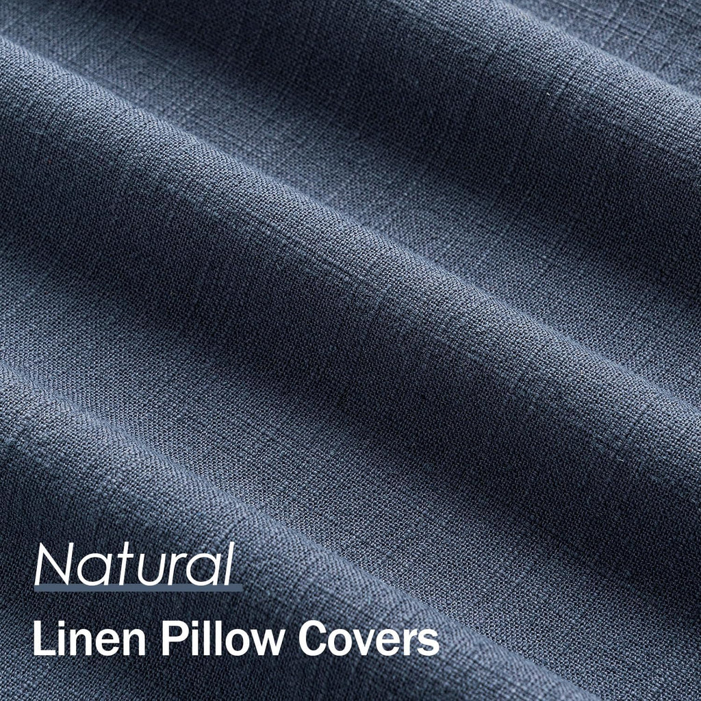 Anroduo Pack of 2 Decorative Linen Pillow Covers Indigo Blue Neutral Farmhouse Boho Soild Cushion Case Soft Accent Pillowcase for Couch Sof…