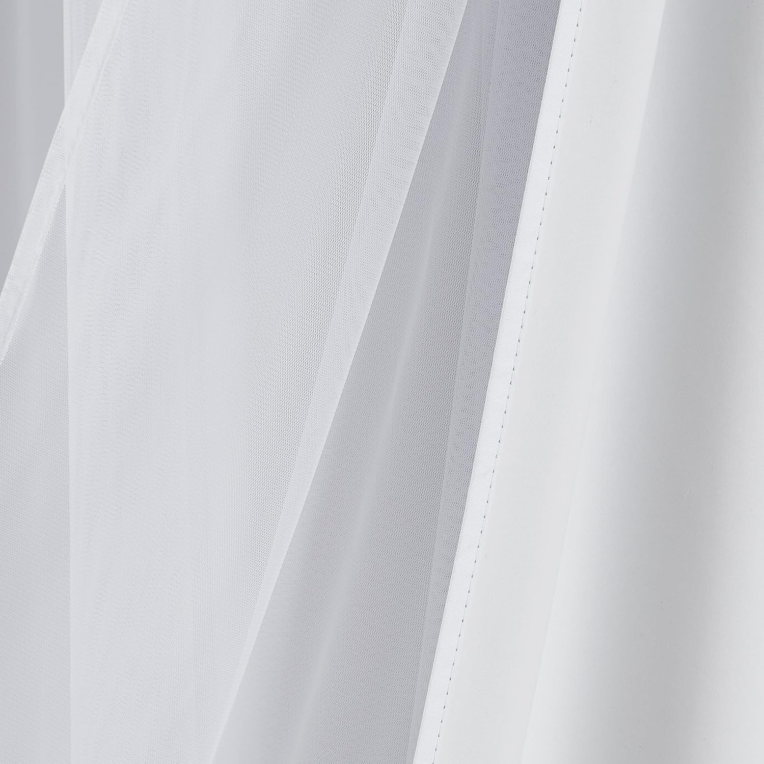 Bujasso White Full Blackout Curtain Panels with Sheer Overlay Mix and Match Double Layer Thermal Insulated Window Treatment Set for Living…