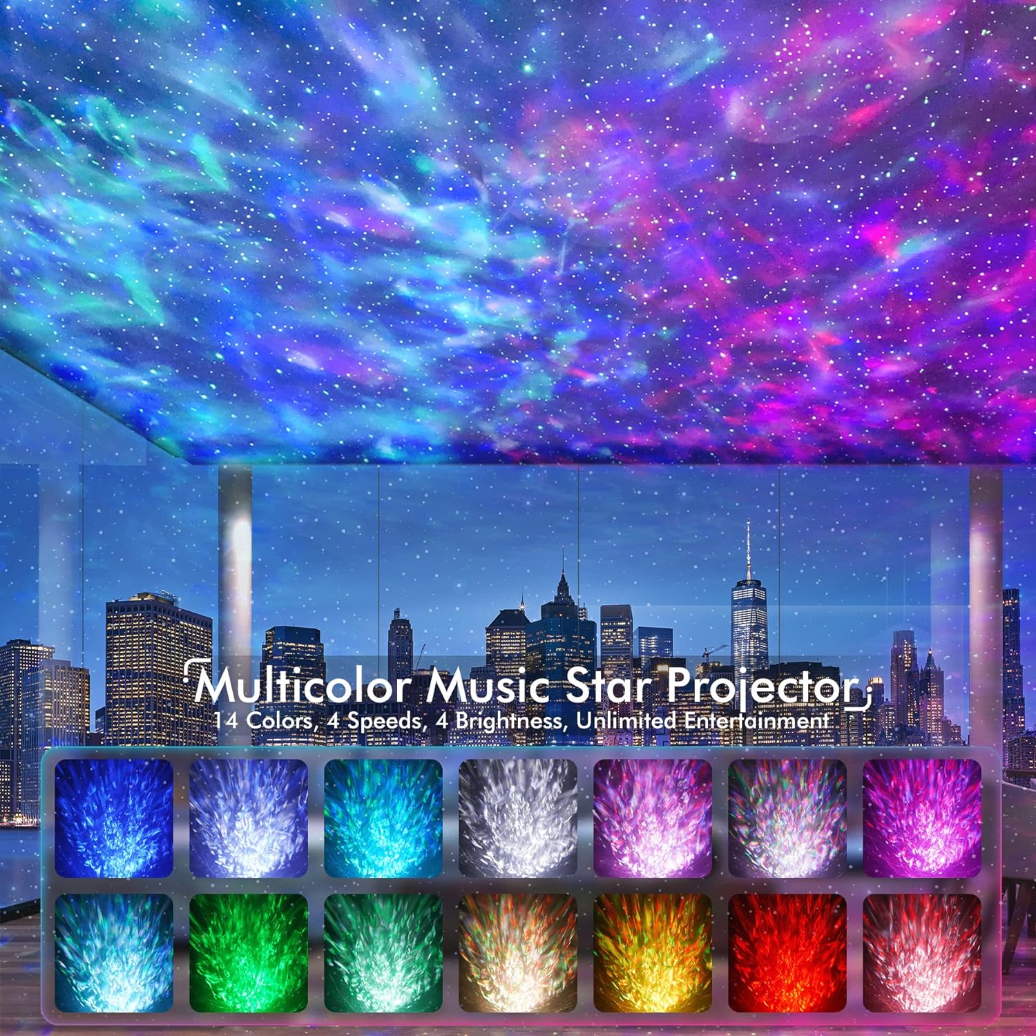 Rossetta Star Projector, Galaxy Projector for Bedroom Nebula Night Light Projector with White Noise, Bluetooth Speaker, Timer and Remote…
