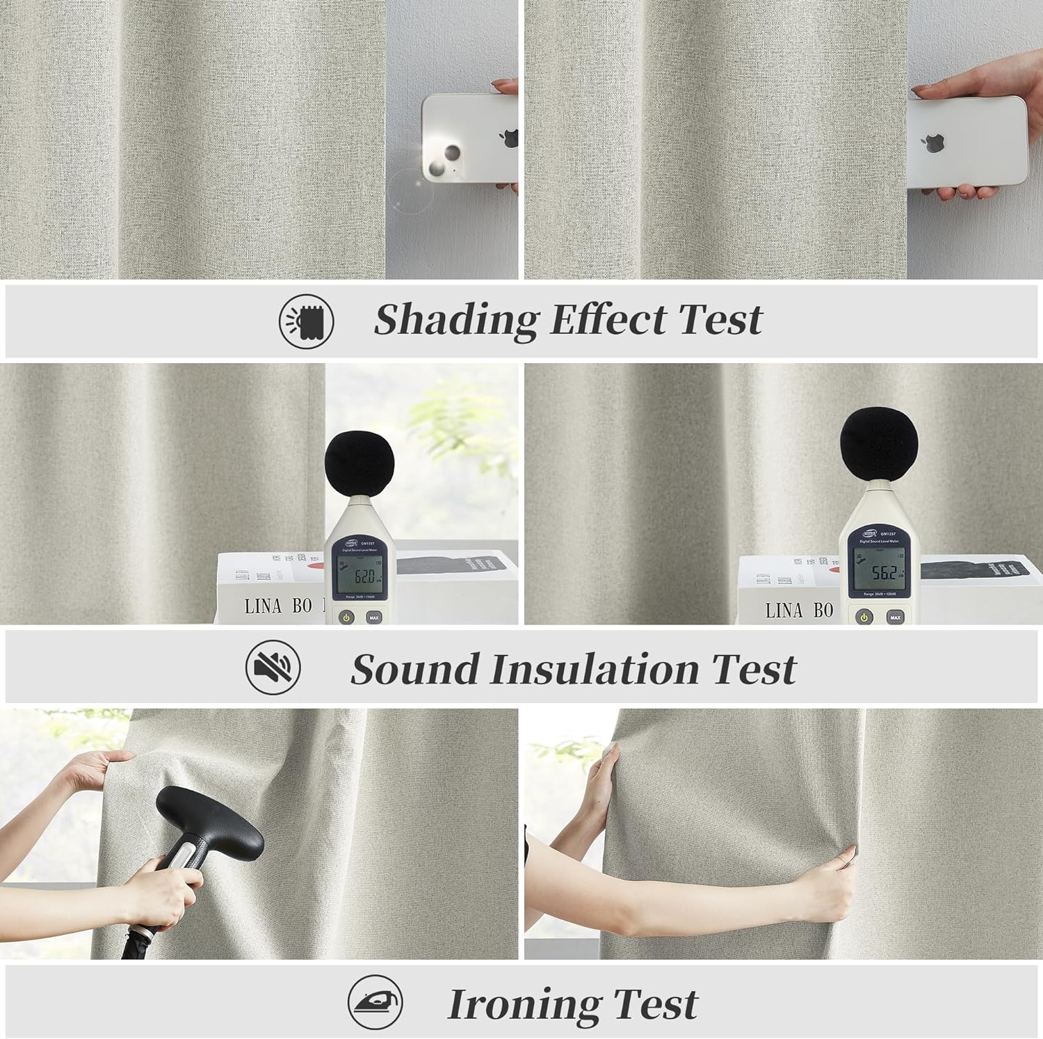 Keqiaosuocai Greyish Beige Blackout Curtains 100 Inches Long 2 Panels Back Tab Pocket Hook Belt Full Black Out Thermal Insulated Boho Windo…