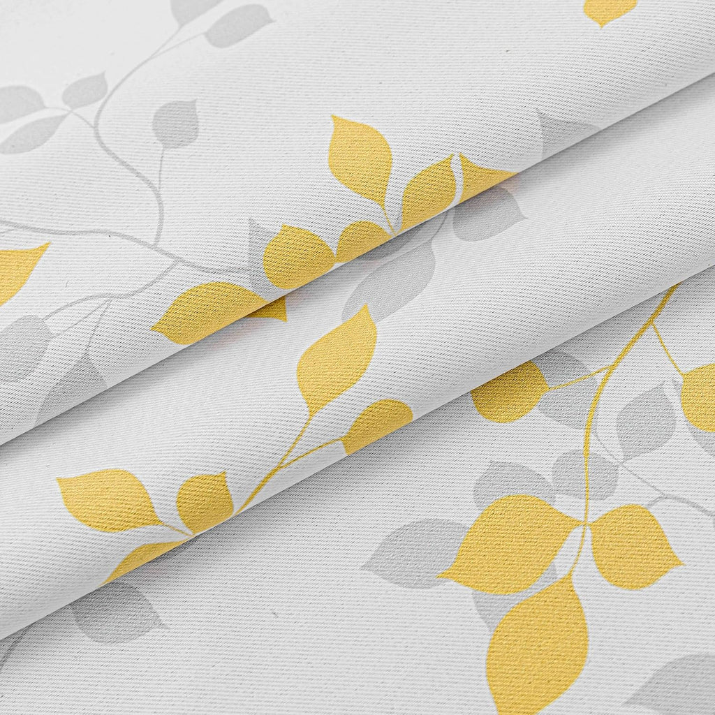 Meetsky 95% Blackout Curtains for Living Room 2 Panel Set - Room Darkening Thermal Insulated Grommet Window Drapes, Yellow Grey Leaf Printe…