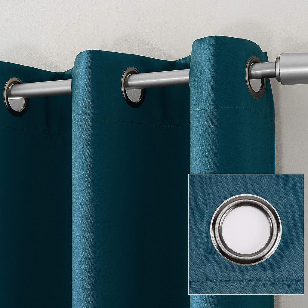 Sun Zero Nordic 2-pack Theater Grade Extreme 100% Blackout Grommet Curtain Panel Pair, 52" x 63", Teal