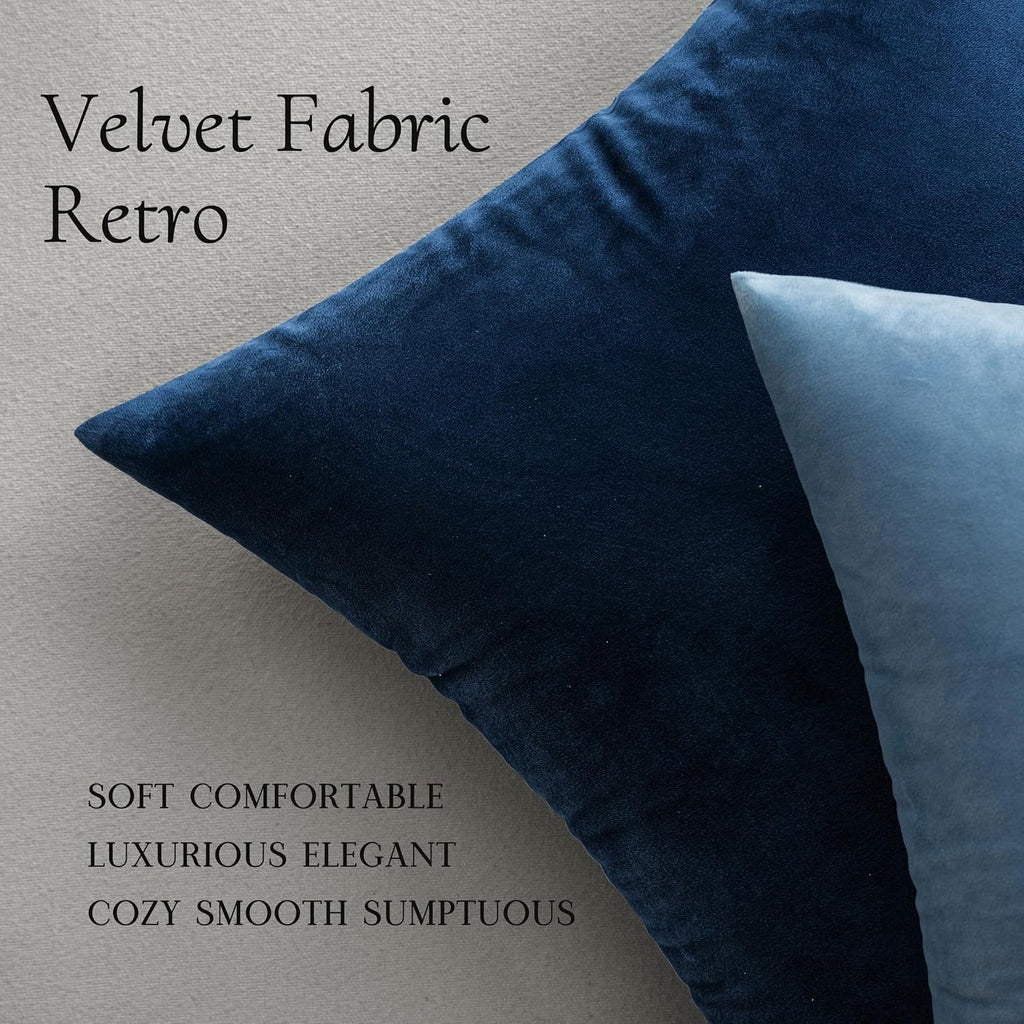 MIULEE Velvet Throw Pillow Covers 16x16 Inch, Pack of 2 - Dark Blue, Soft Solid Decorative Pillow Covers Farmhouse Modern Home Decor for…