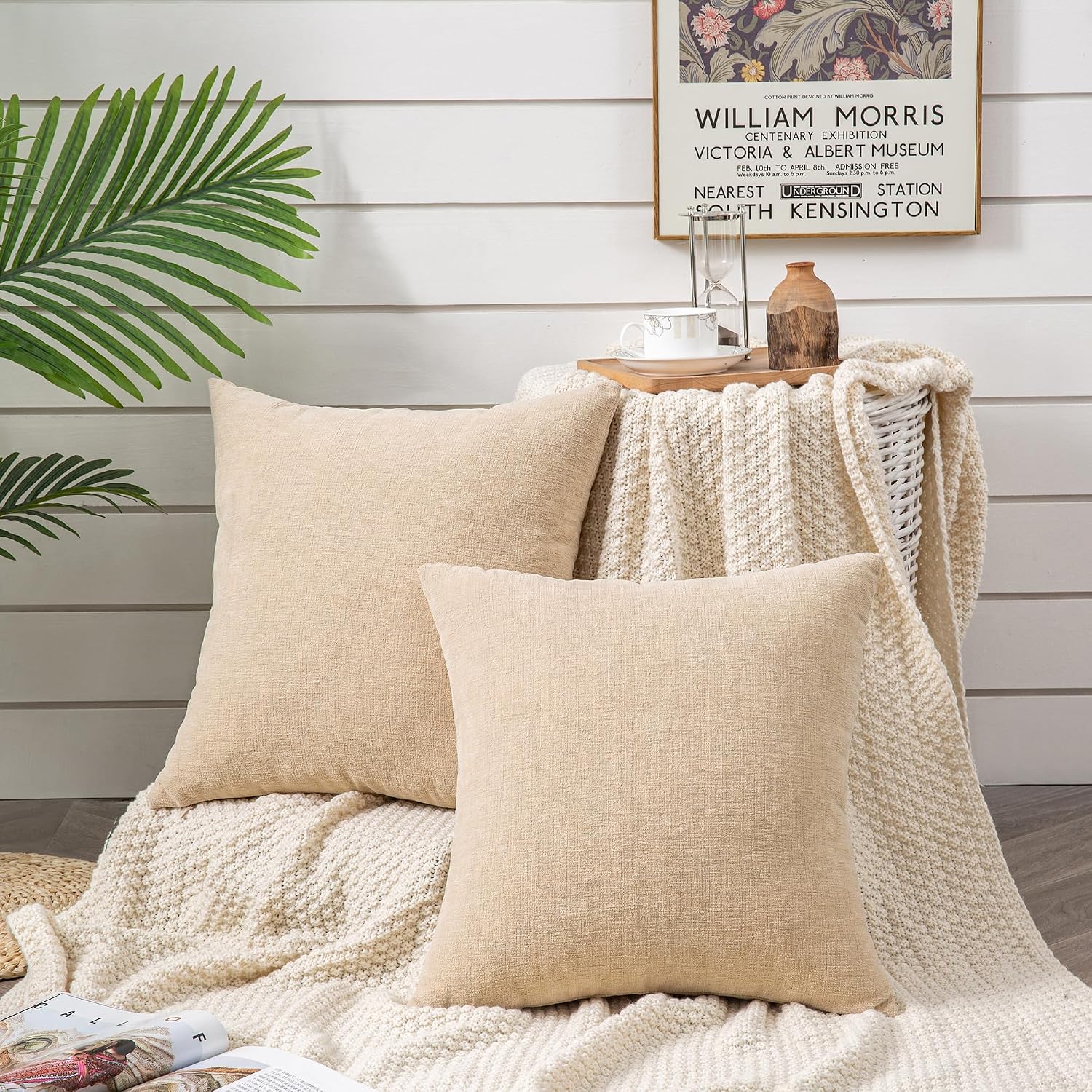 Gawamay Decorative Square Throw Pillow Covers 18"x18" Inch Set of 2, Super Soft Chenille Pillows Farmhouse Fall Pillowcase for Living Room…
