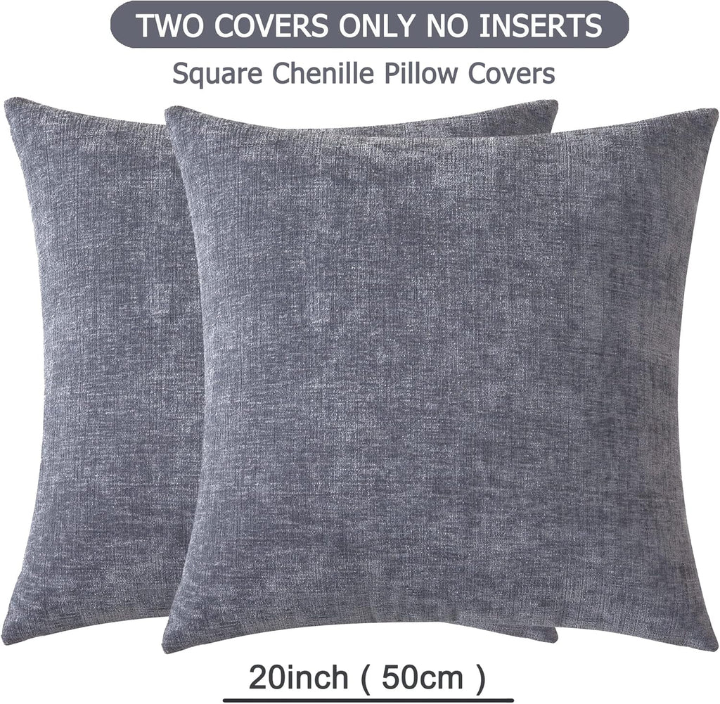Gawamay Decorative Square Throw Pillow Covers 20"x20" Inch Set of 2, Super Soft Chenille Pillows Cover Fall Pillowcase for Living Room Bedr…