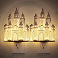 JandCase Night Lights Plug into Wall,2 Pack 3D Printed Castle Night Light,3000K Plug in Nightlight with Dusk to Dawn Sensor,0-100LM…
