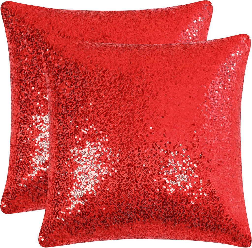 uxcell 2 Pcs Sequin Throw Pillow Covers, Shiny Sparkling Comfy Satin Cushion Covers, Decorative Pillowcases for…