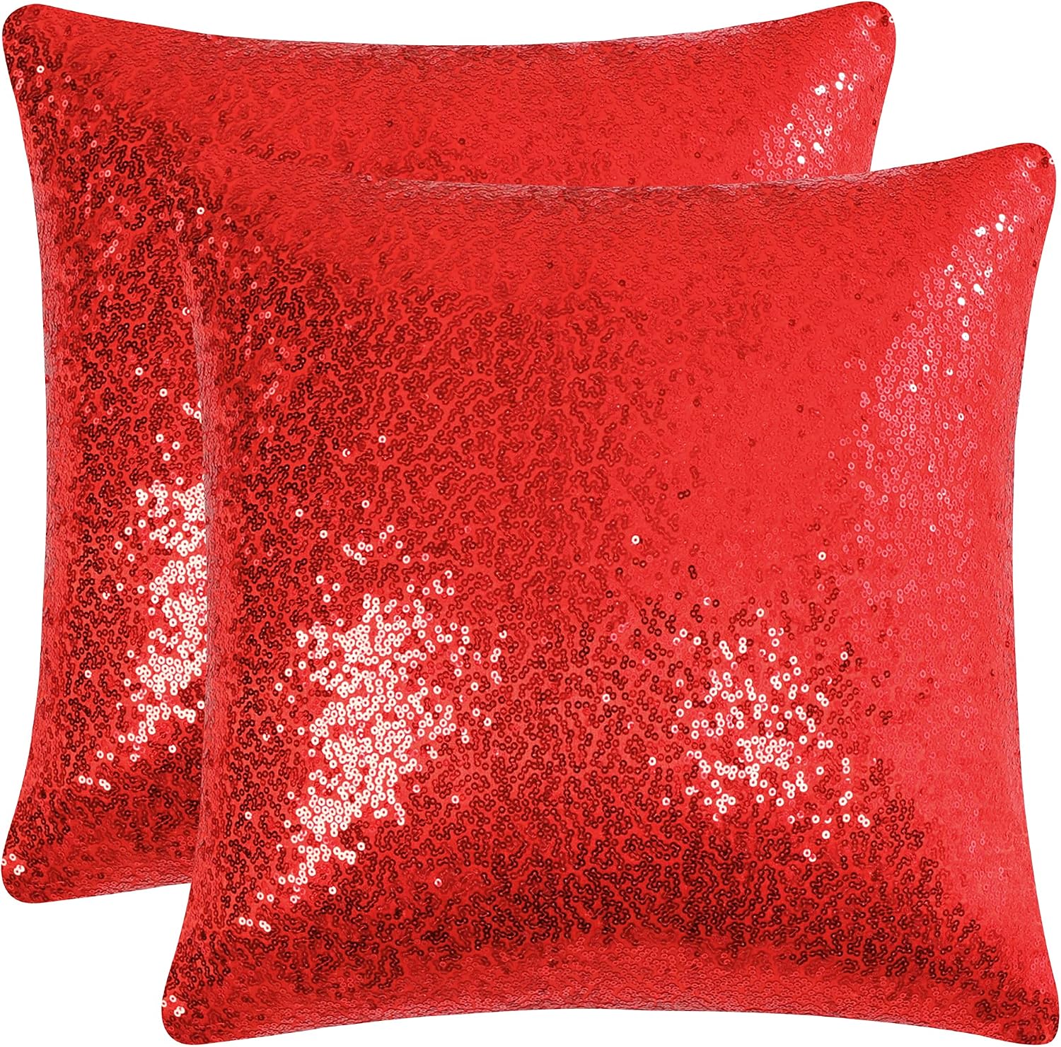 uxcell 2 Pcs Sequin Throw Pillow Covers, Shiny Sparkling Comfy Satin Cushion Covers, Decorative Pillowcases for…