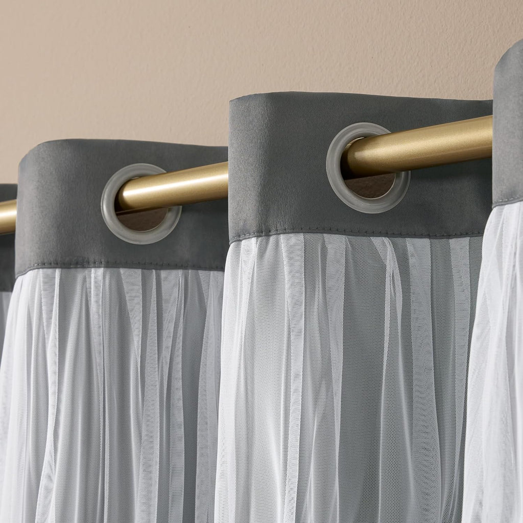 TOWN & COUNTRY LUXE Talia Double Layer Indoor Curtains, Sheer and Room Darkening Blackout, Grommet Top, Energy Efficient, 2-Pack Set…