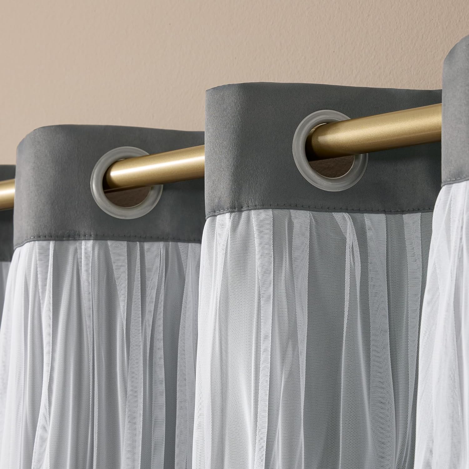 TOWN & COUNTRY LUXE Talia Double Layer Indoor Curtains, Sheer and Room Darkening Blackout, Grommet Top, Energy Efficient, 2-Pack Set…