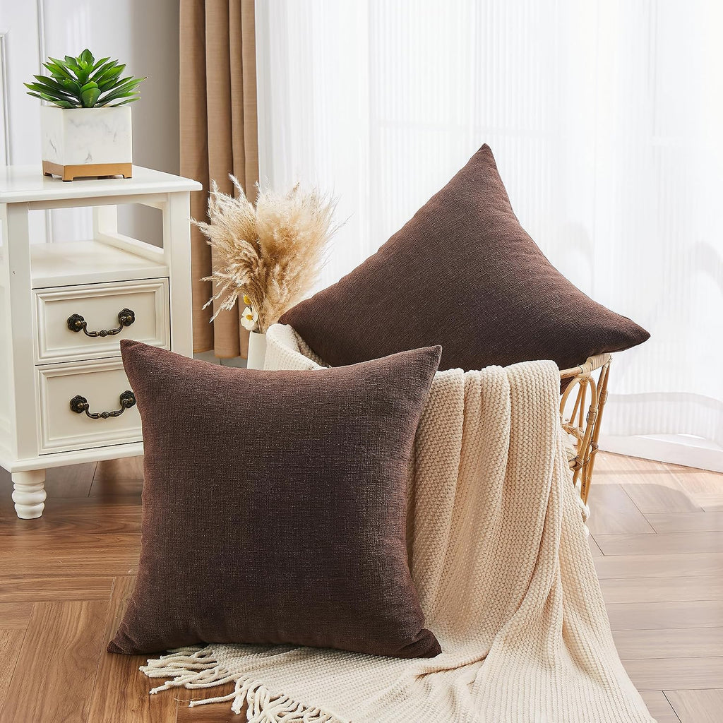 Gawamay Decorative Square Throw Pillow Covers 20"x20" Inch Set of 2, Super Soft Chenille Pillows Farmhouse Fall Pillowcase for Living Room…