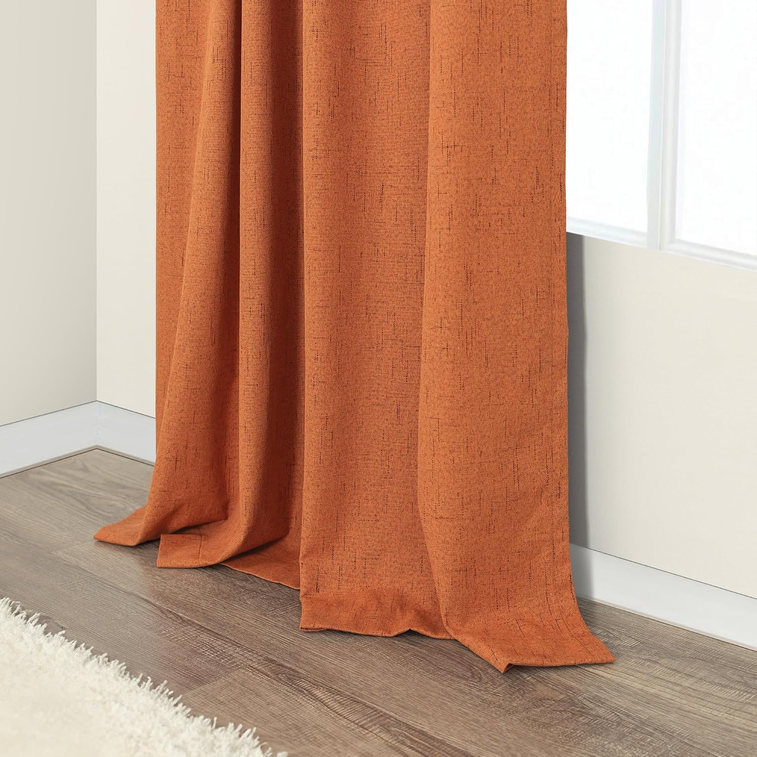 Pitalk Blackout Burnt Orange Curtain for Bedroom 96 Inch Length 2 Panels Back Tab Pocket Room Darkening Privacy Thermal Ochre Dark Orange B…