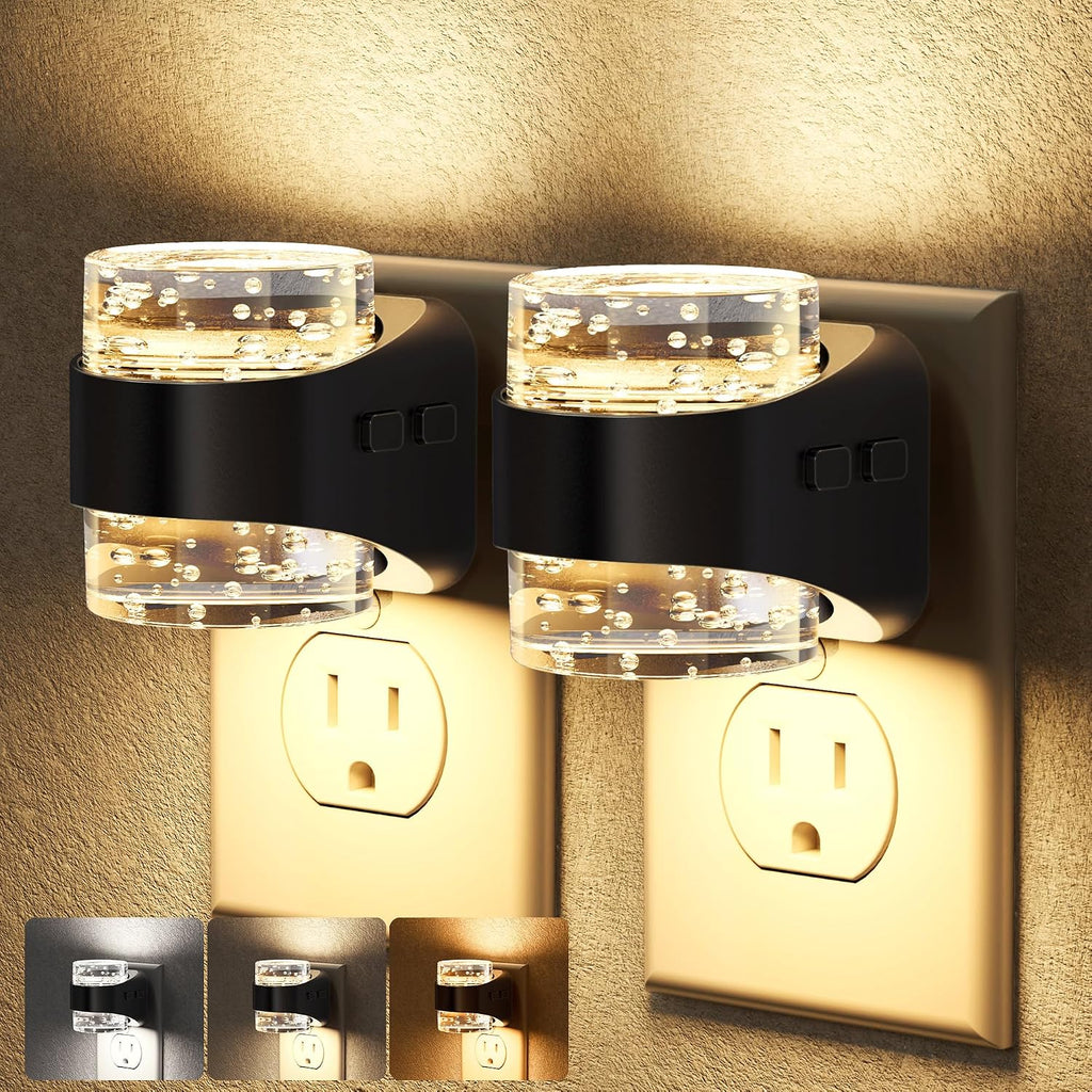Briignite LED Night Lights Plug into Wall[2 Pack] Dimmable Night Light with Bubble Design 3000K/4000K/5000K & 3 Brightness Levels for…