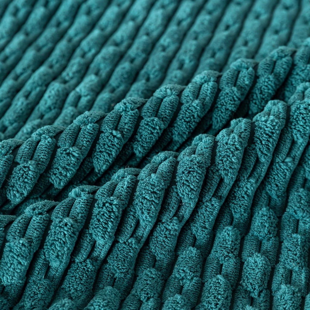 Cozoomy Set of 4 Teal Decorative Throw Pillow Covers 20x20 Inch Corduroy Pillow Covers for Bed Couch Sofa Living Room Soft Square Cushion C…
