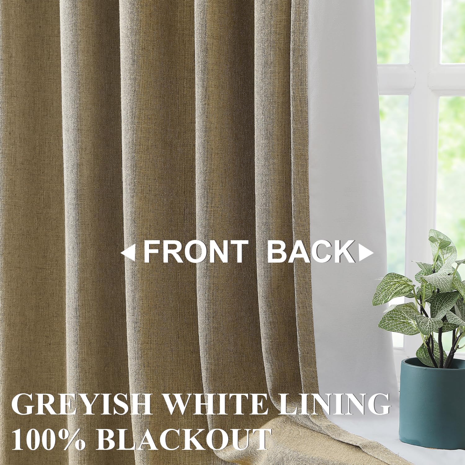 VisionHome Vision Home Brown Pinch Pleated Full Blackout Curtains Linen Blended 60" Wide Thermal Insulated Window Panels 120 inch for Bedro…