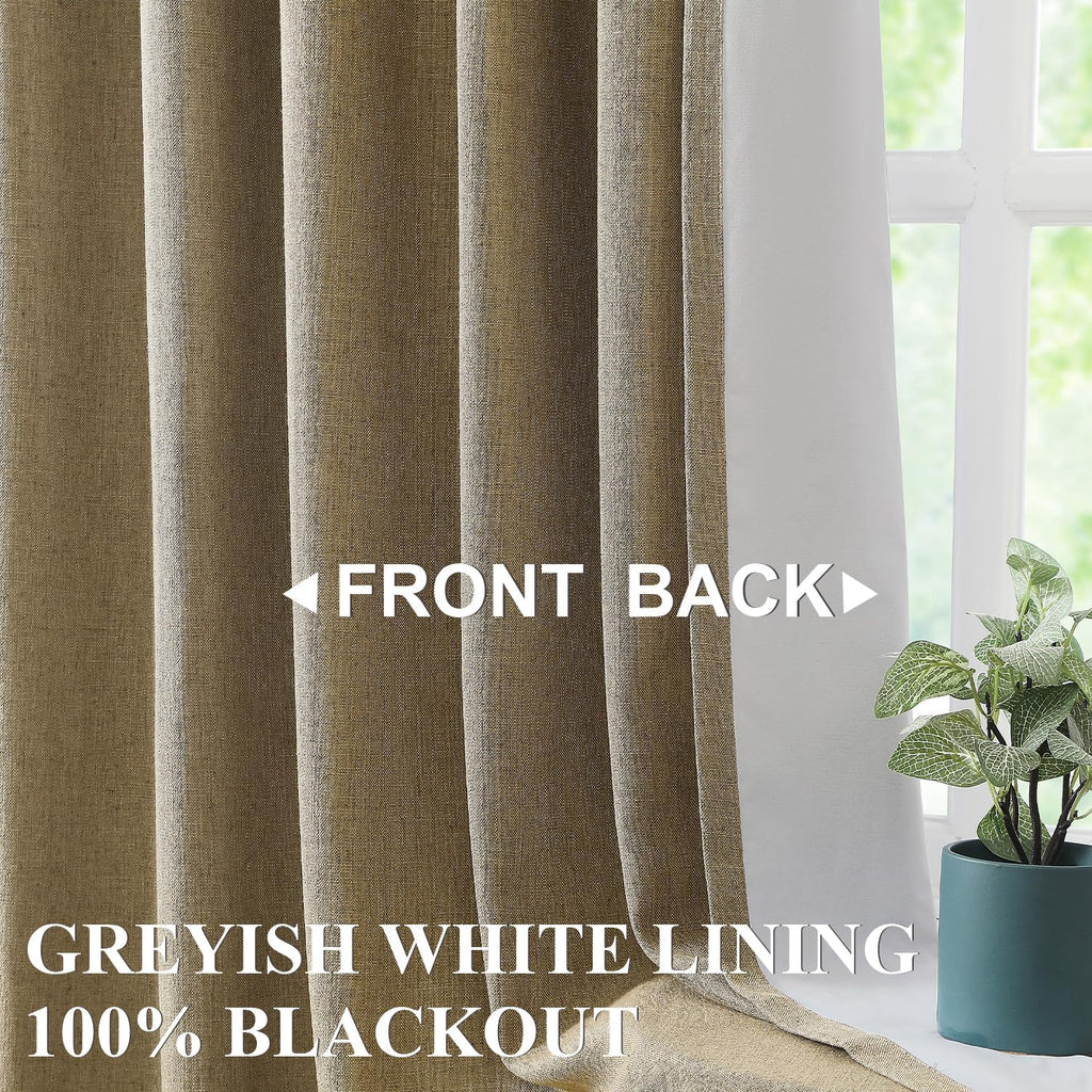 VisionHome Vision Home Brown Pinch Pleated Full Blackout Curtains Linen Blended 60" Wide Thermal Insulated Window Panels 108 inch for Bedro…