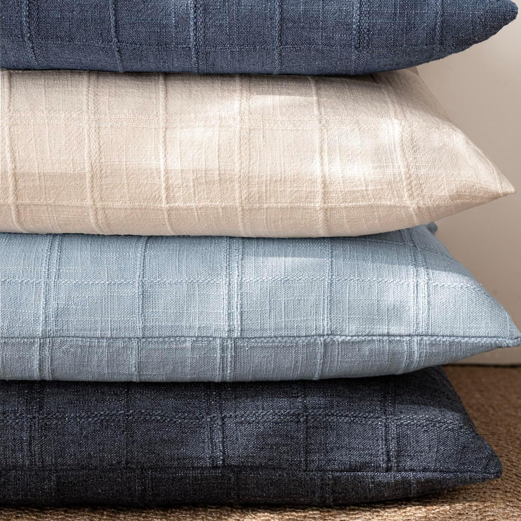 Foindtower Set of 1 Decorative Linen Check Throw Pillow Cover Neutral Farmhouse Lumbar Cushion Cover Modern Boho Accent Home Decor for…