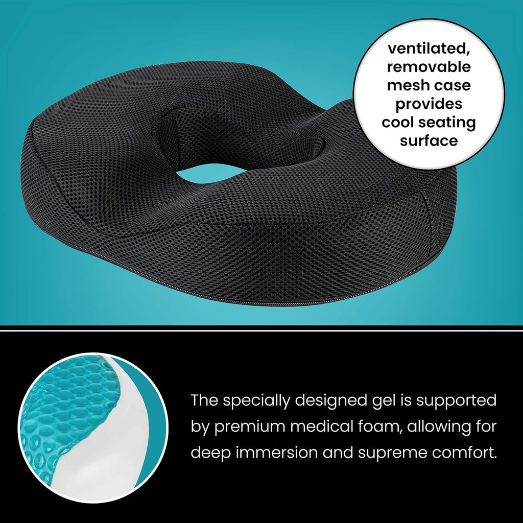 thy Spirit Gel Donut Pillow| Lifting Cushion | Donut Cushion for Tailbone Hemorrhoid Cushion Coccyx Sciatica Pregnancy Cushion, Black 1…