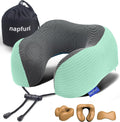 napfun Neck Pillow for Traveling, Upgraded Travel Neck Pillow for Airplane 100% Pure Memory Foam Travel Pillow for Flight Headrest Sleep…