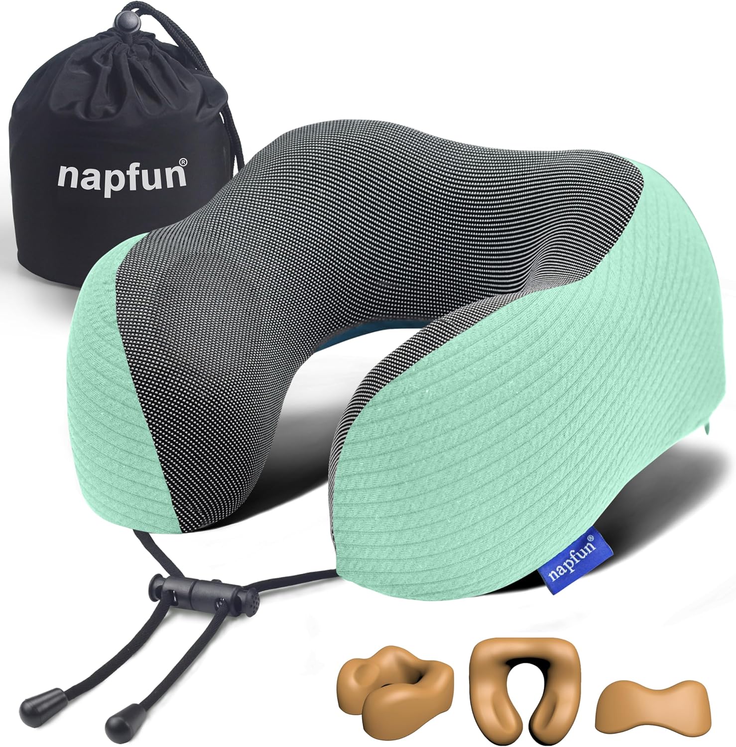 napfun Neck Pillow for Traveling, Upgraded Travel Neck Pillow for Airplane 100% Pure Memory Foam Travel Pillow for Flight Headrest Sleep…