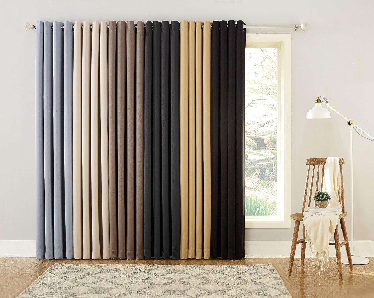 Sun Zero Nordic 2-Pack Theater Grade Noise Reducing Extreme 100% Blackout Grommet Curtain Panel Pair, 52" x 96, Coal Gray, 52" x 96"