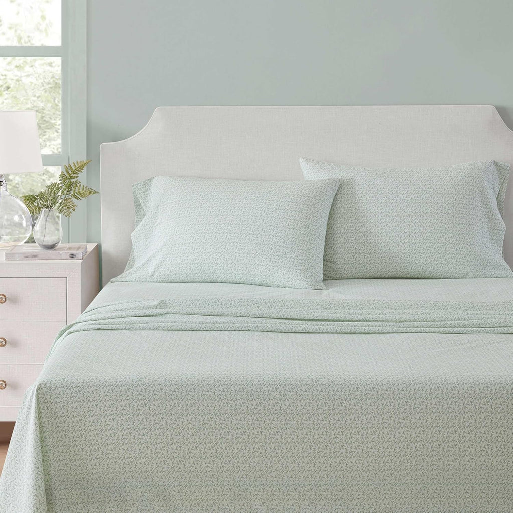 MarthaStewart Martha Stewart - Queen Size Sheets Set, Crisp & Tailored Cooling Sheets w/a Naturally Smooth Cotton Percale Lightweight Feel…