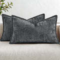 decorUhome Chenille Throw Pillow Covers 12x20 Set of 2, Soft Textured Slubby Modern Decorative Pillow Covers with Elegant Design for Couch,…