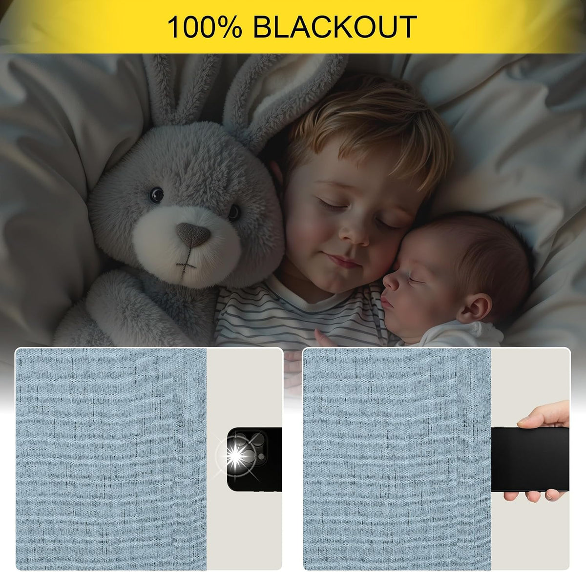 Pitalk Dusty Blue Blackout Curtains for Nursery 54 Inch Length 2 Panel Chic Linen Look Short Thick Privacy Lightweight Grey Blue Light Bloc…