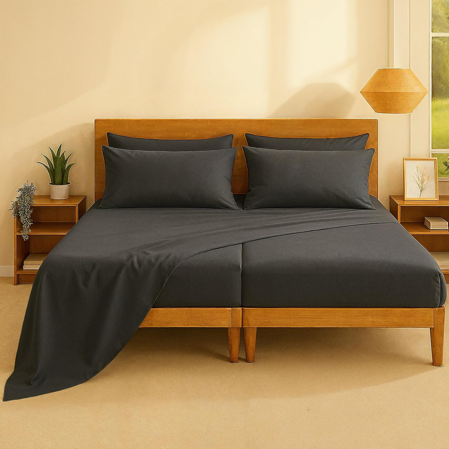 Casa Platino Split King Sized Sheets – 7 Piece Split King Size Sheets Set, Soft & Breathable, with 15 Inch Deep Pocket Fitted Sheet…