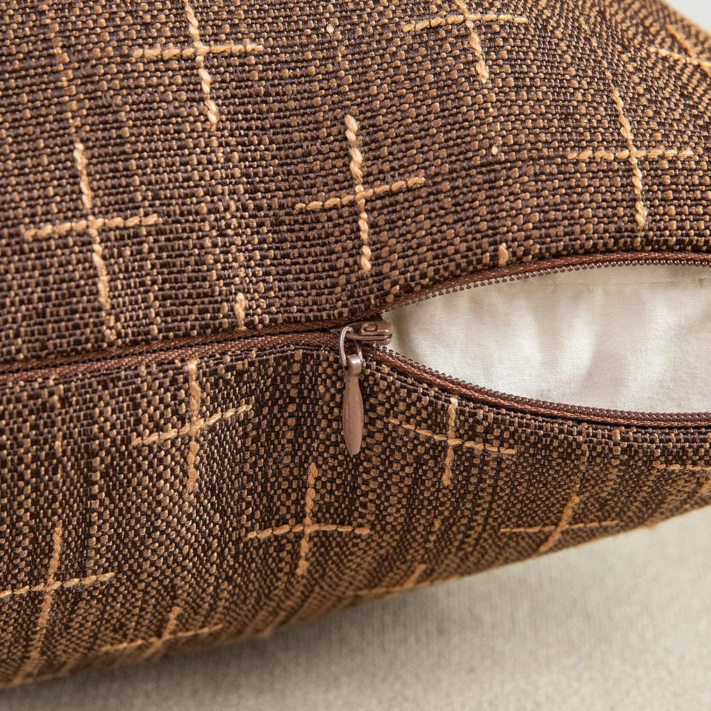MIULEE Pack of 2 Decorative Vintage Burlap Linen Brown Throw Pillow Covers Modern Farmhouse Pillowcases Rustic Woven Textured Cushion…