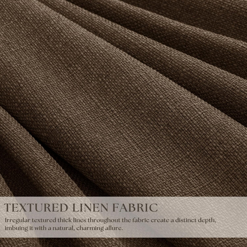 120 Inch Pinch Pleat Drapes Brown Room Darkening Curtains 120 Inches Long for Bedroom Rustic Cottagecore 100% Blackout Thick Linen Double…