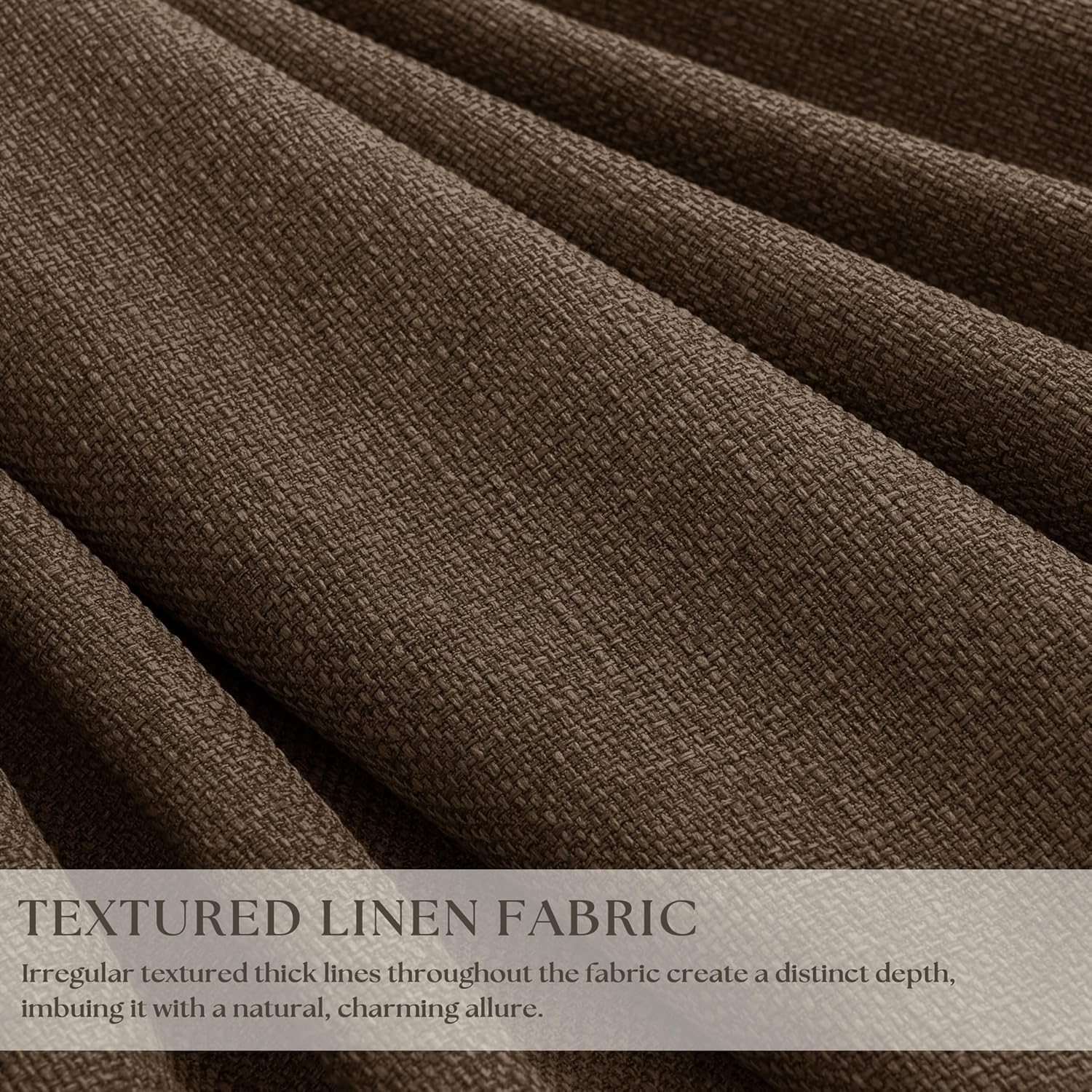 Thick Linen Brown Blackout Curtains 90 Inches Long for Living Room Bedroom 100% Black Out Pinch Pleated Drapes Double Layer Room…