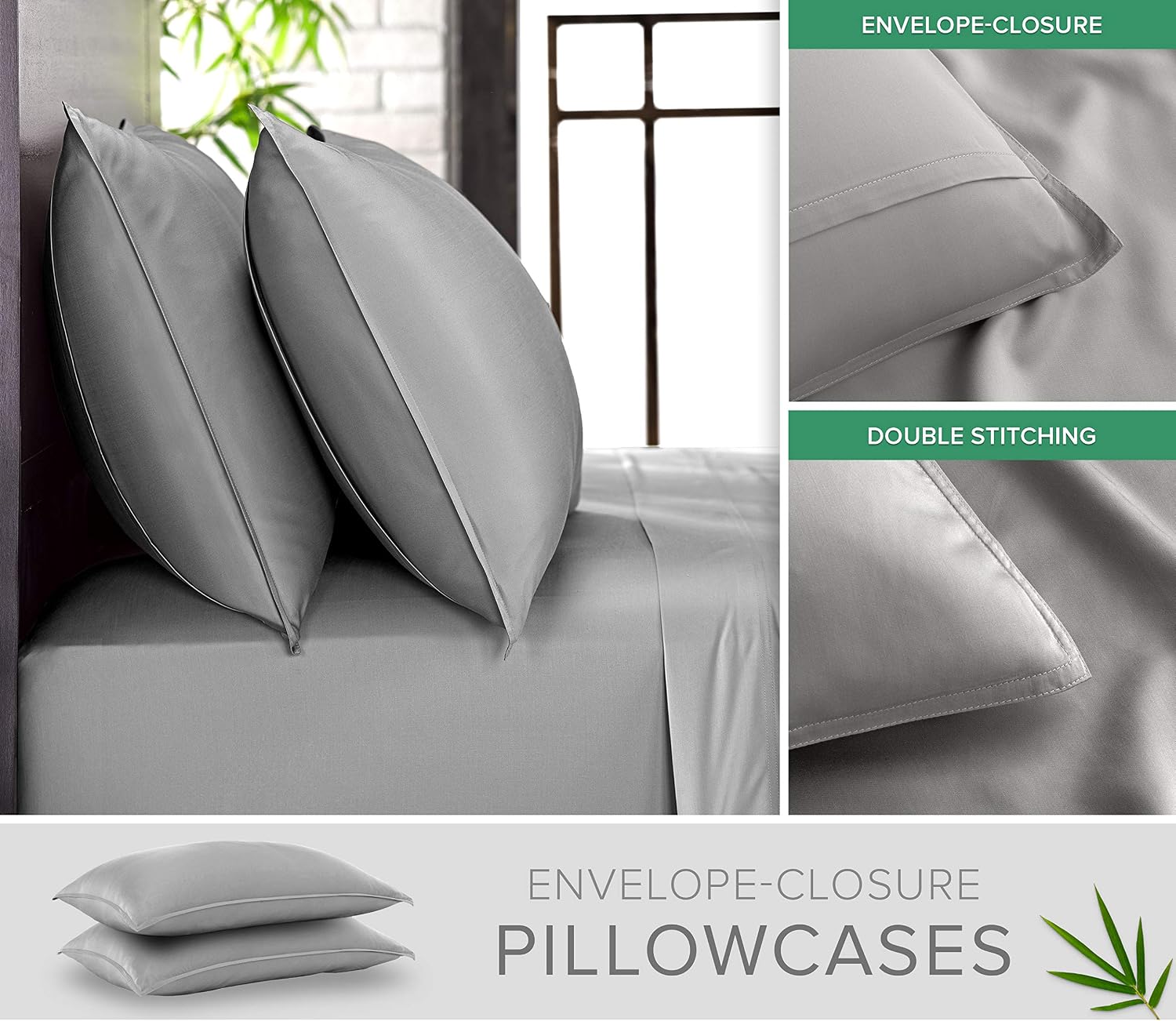PureBamboo Pure Bamboo Twin Sheets, Genuine 100% Organic Viscose Derived from Bamboo Bed Sheet Set, Luxuriously Soft & Cooling, Double Stit…