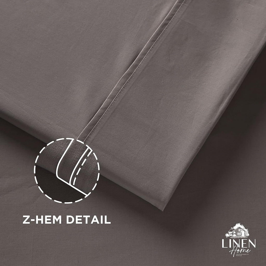 Linen Home 100% Cotton Percale Pillowcases Standard/Queen Size Set of 2 - Crisp & Cooling, Long Staple Hotel Quality, 20x30, Charcoal