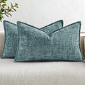 decorUhome Chenille Throw Pillow Covers 12x20 Set of 2, Soft Textured Slubby Modern Decorative Pillow Covers with Elegant Design for Couch,…