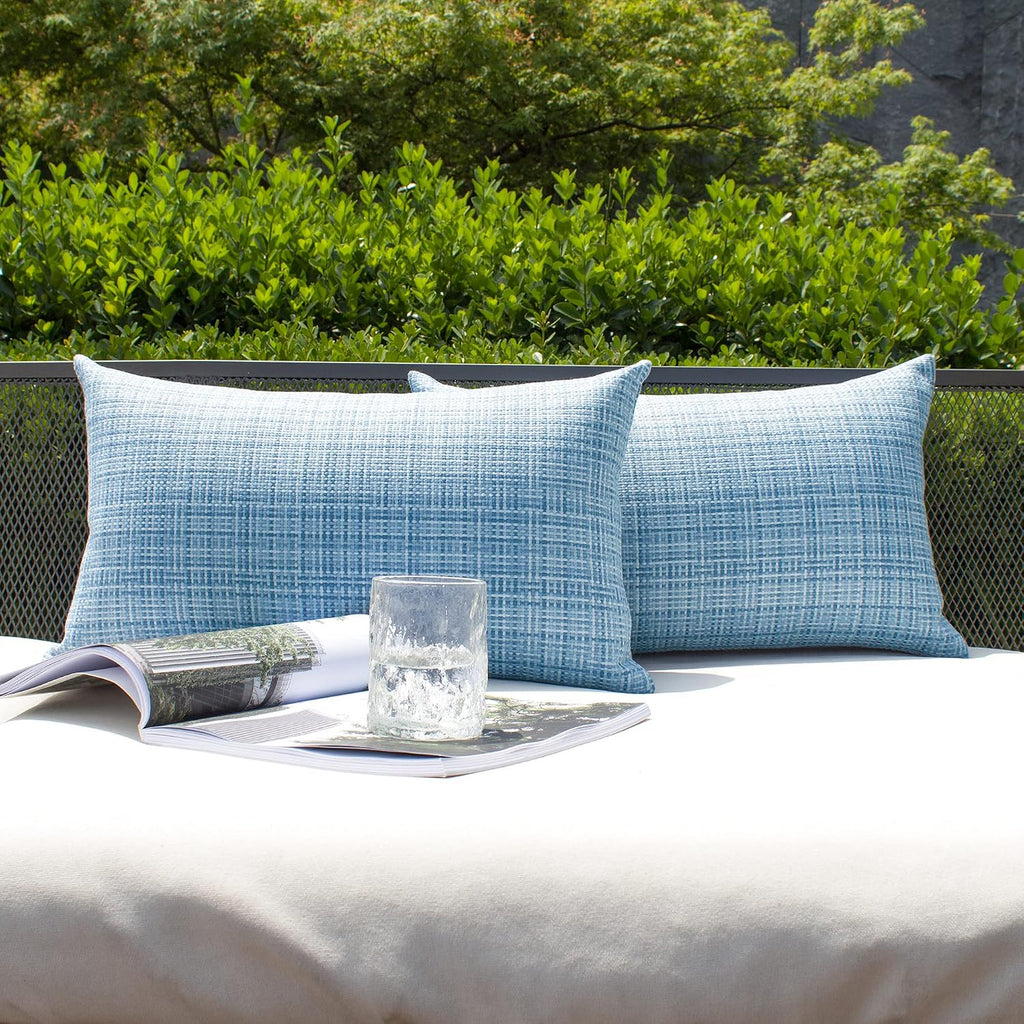 Kevin Textile Pack of 2 Decorative Outdoor Waterproof Pillow Covers Garden Cushion Sham Throw Pillowcase Shell for Patio Tent Couch 12x20…