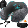 ExploreBliss Travel Pillow, Travel Pillows for Sleeping Airplane, Neck Pillow Airplane, Memory Foam Neck Pillow Set with Eye Mask, Earplugs…
