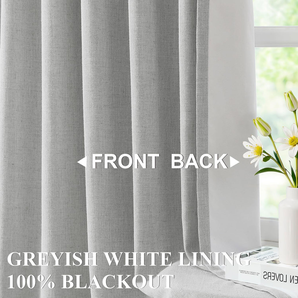 VisionHome Vision Home Light Gray Pinch Pleated Full Blackout Curtains Linen Blended 60" Wide Thermal Insulated Window Panels 95 inch for B…