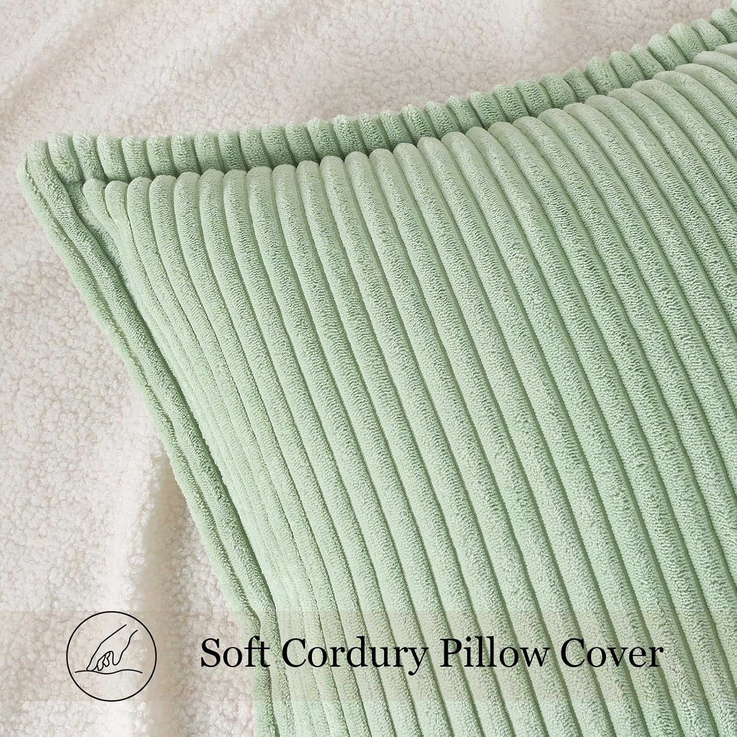 Mecatny Corduroy Summer Throw Pillow Covers 26x26 Set of 2, Neutral Decorative Soft Boho Couch Pillow Covers with Broadside for Sofa…