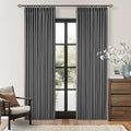 Twodrapes Grey Pleated Linen Blackout Curtains 80 Inches Long for Bedroom Living Room Pinch Pleat Black Out Thermal Insulated Ring Hooks Ba…