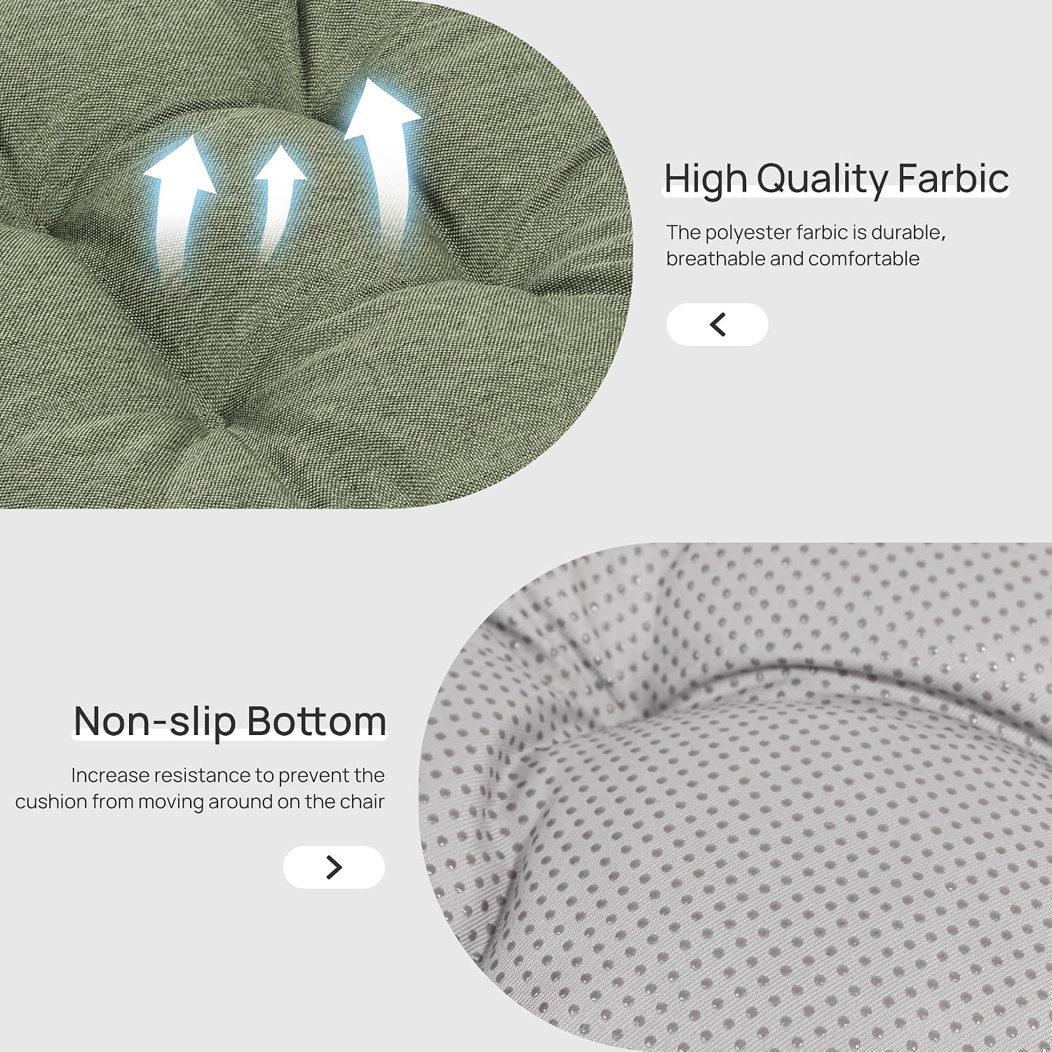 Love's cabin Memory Foam Chair Cushions Set of 4, 19"x19"x3.5" Indoor & Outdoor Seat Pads for Dining, Kitchen, Office, Patio Chairs - Green